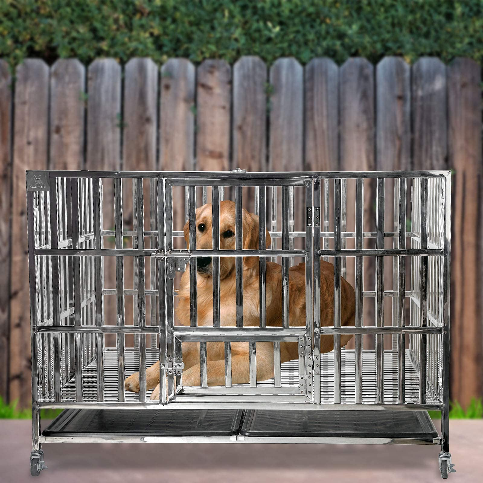 【Pet】48 Heavy Duty Stainless Steel Dog Cage & Playpen for Training Large Dog Indoor Outdoor