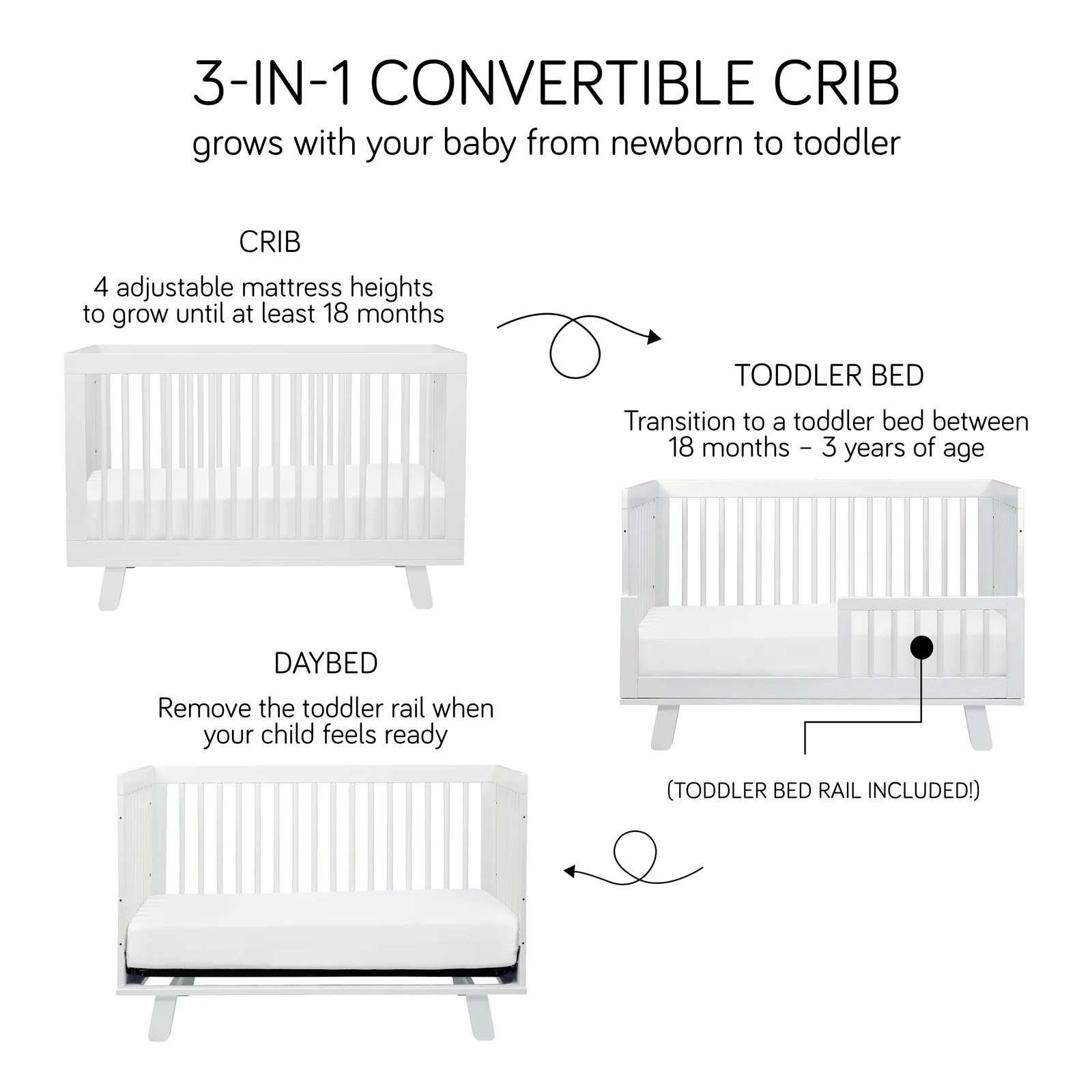 【Baby&Kids】Hudson 3-in-1 Convertible Crib