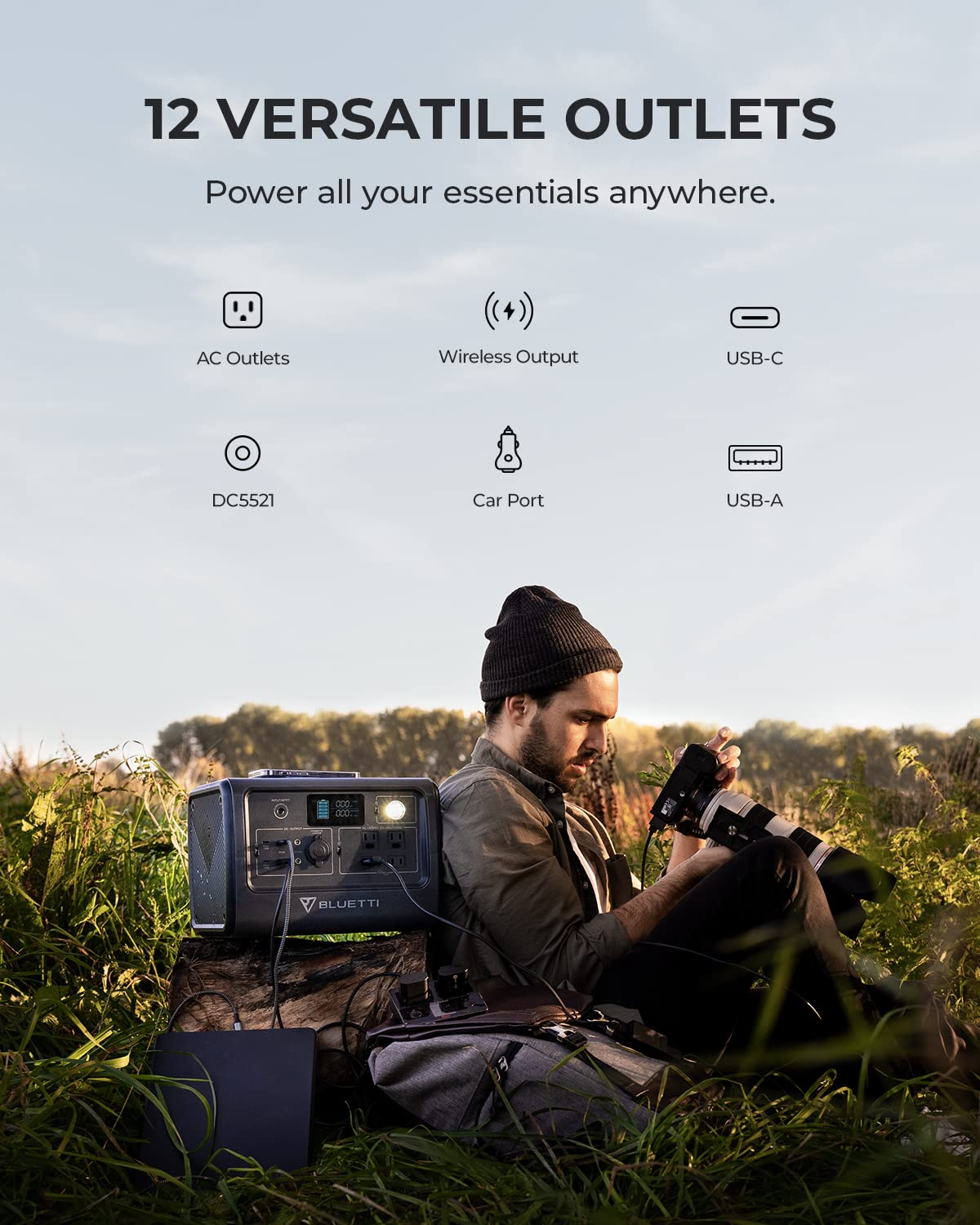 【Appliances】BLUETTI Portable Power Station EB70S, 716Wh LiFePO4 Battery Backup w/ 4 800W AC Outlets (1,400W Peak)