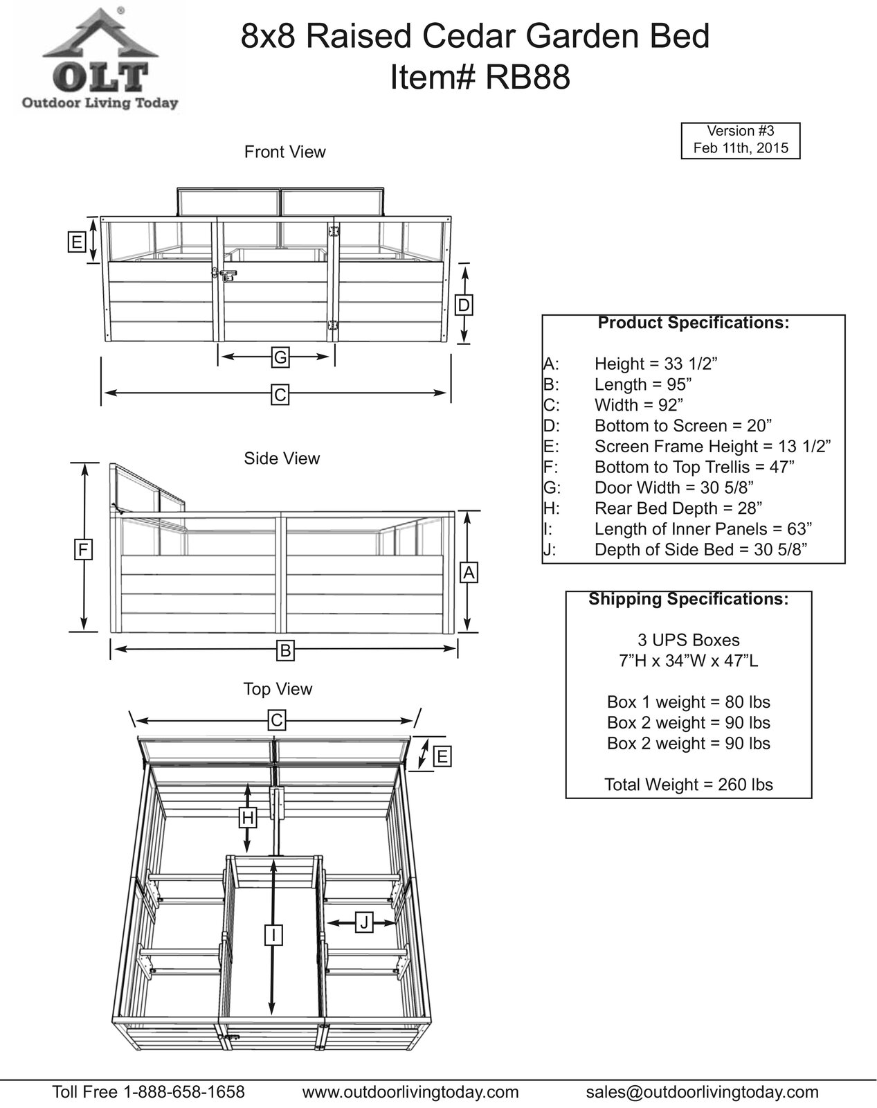 【Home&Garden】8x8 ft Cedar Garden in a Box