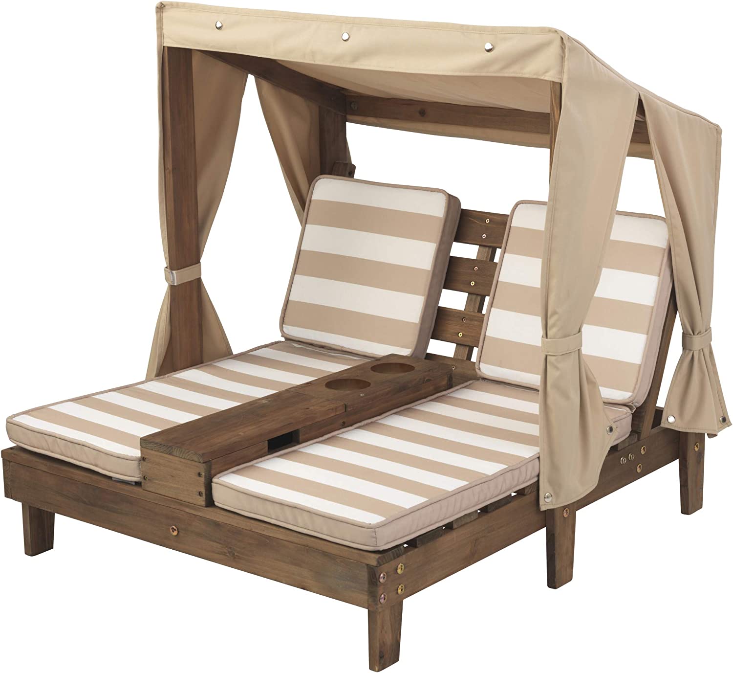 【Furniture】KidKraft 534 Double chaise longue avec porte-gobelets - Expresso et écru - en bois , Meuble de jardin pour enfant, 3-6 Ans