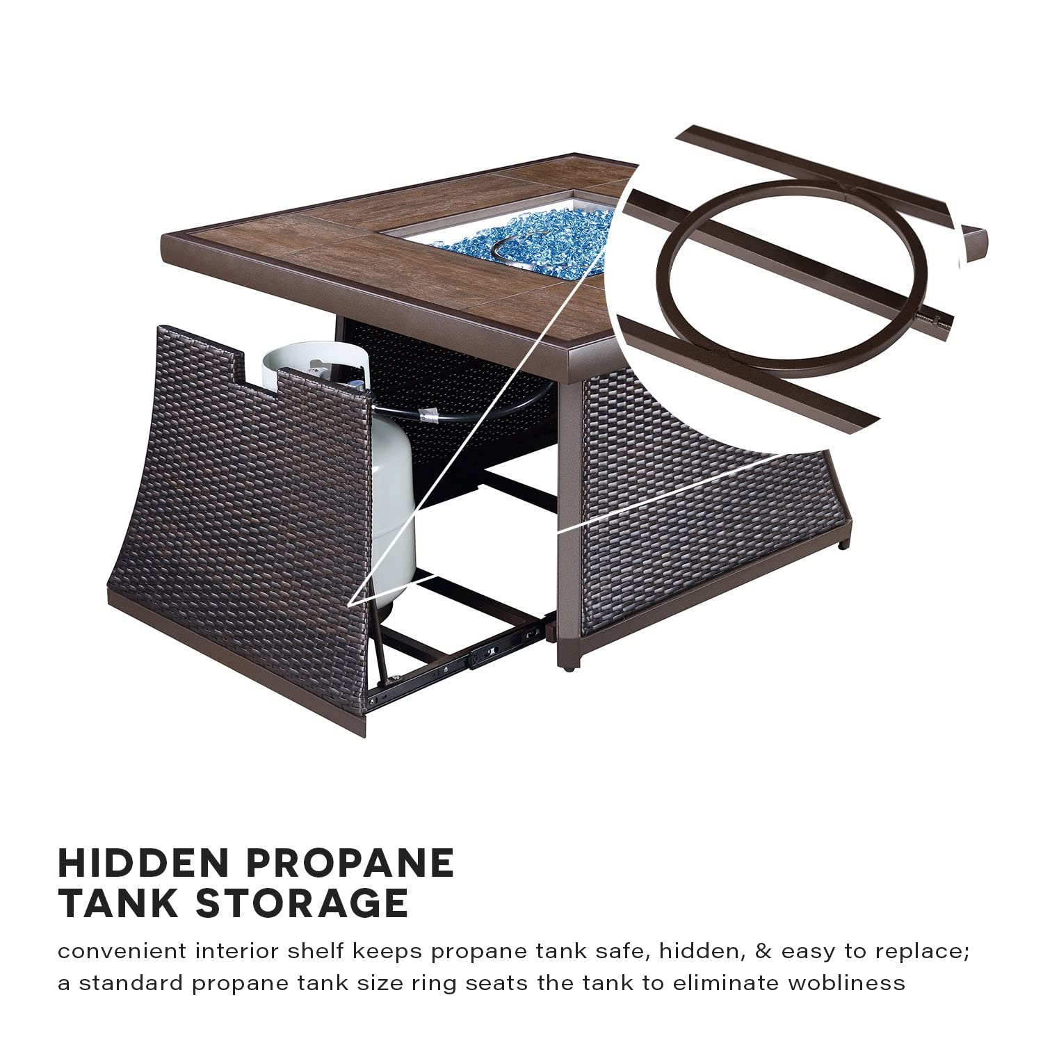 【Furniture】Kinger Home Propane Brazier Table 5-Piece Set, Suitable for Outdoor Patios