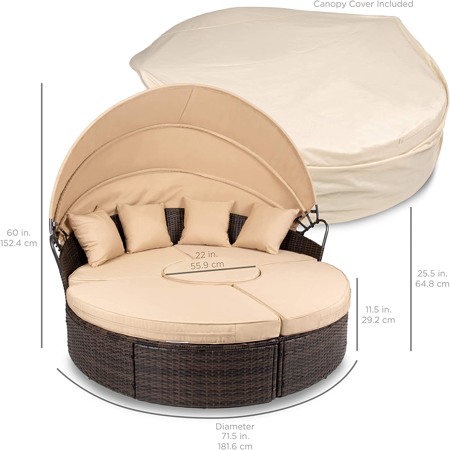 Best Choice Products 5-Piece Modular Patio Wicker Daybed Sectional Conversation Lounger Set w/ 2-in-1 Setup