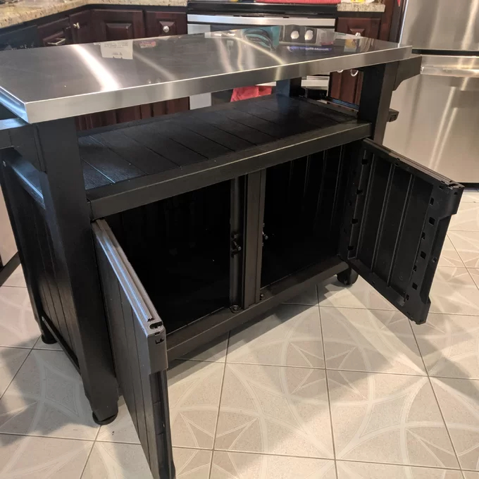 【Home&Garden】Arrilla Winston Porter Bar Cart Made of Durable Wood-look Resin And Stainless Steel Countertop