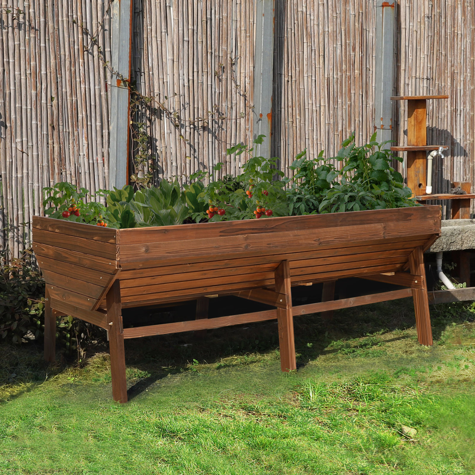 【Home&Garden】Longley Guarani Wood Elevated Planter