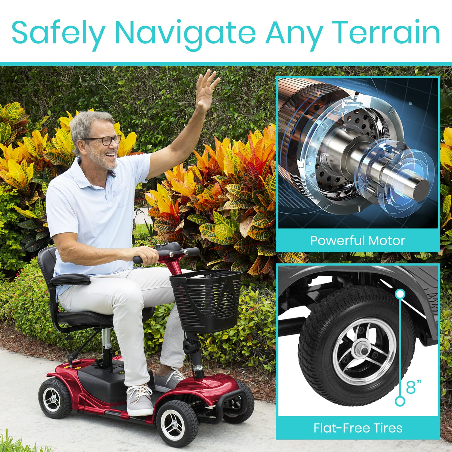 【Sports&Outdoors】Vive 4 Wheel Mobility Scooter - Electric Powered Wheelchair Device