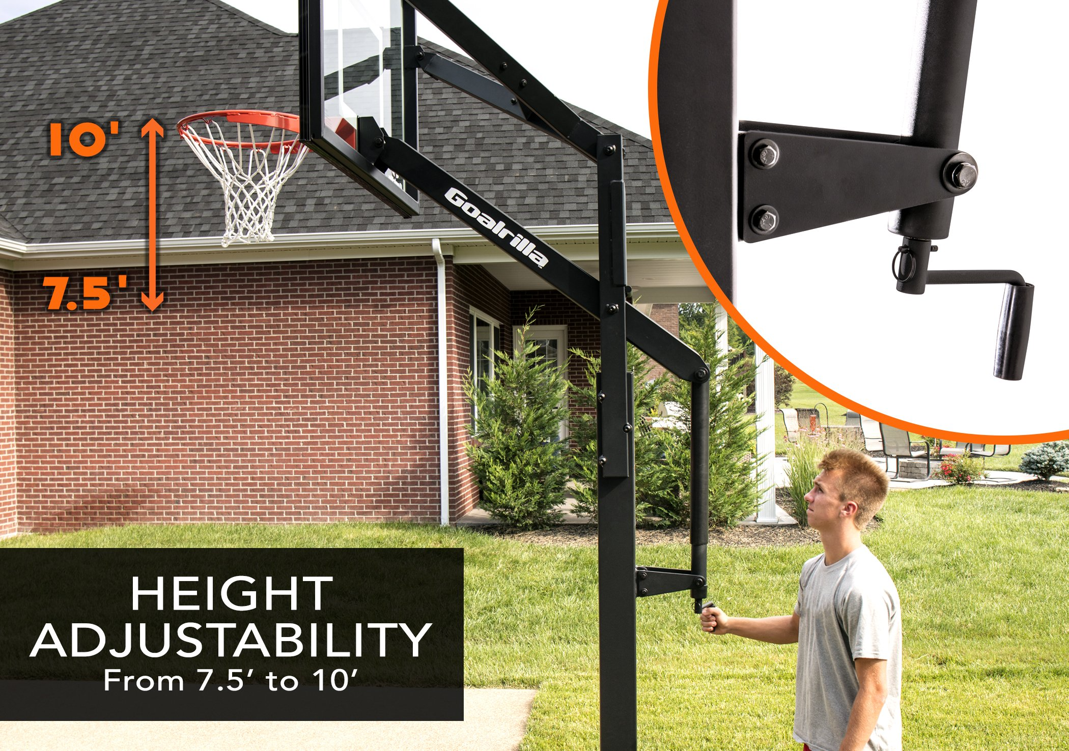 【Sports&Outdoors】Goalrilla FT Series Basketball Hoops with Tempered Glass Basketball Backboard, Black Anodized Frame