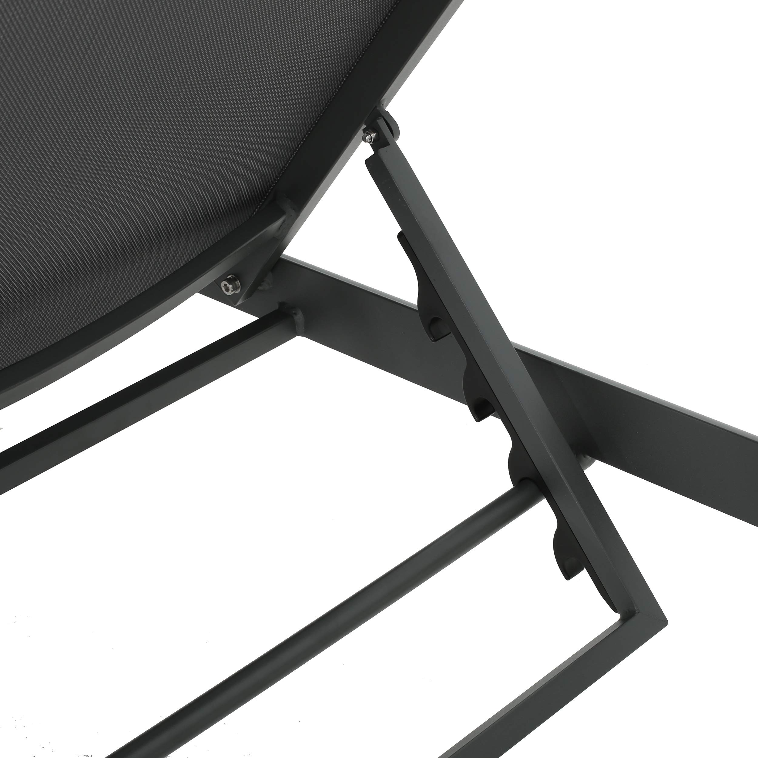 【Home&Garden】Coral Bay Outdoor Aluminum Chaise Lounges with Mesh Seat, 4-Pcs Set, Grey  Dark Grey