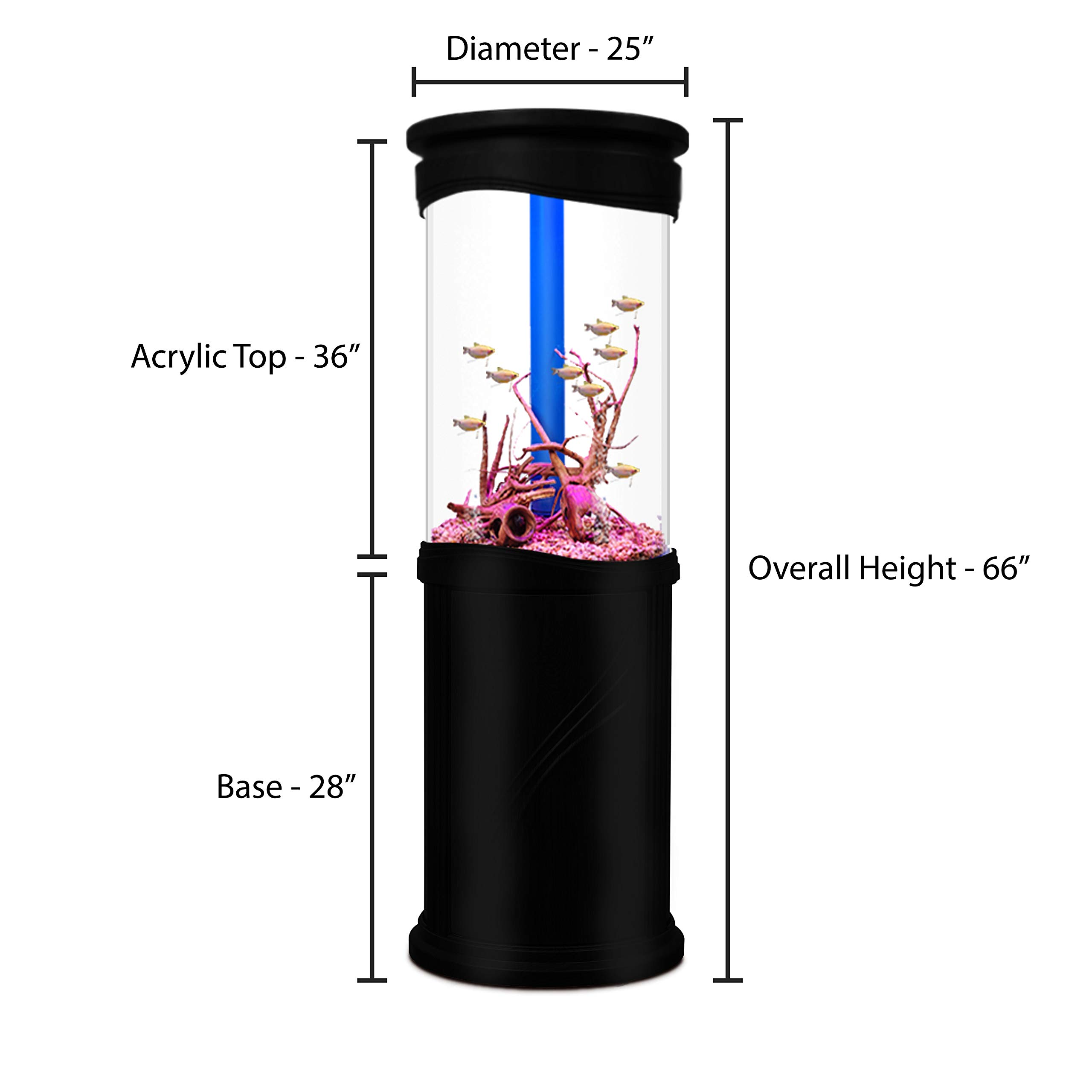 【Pet】Aqualic 360 Acrylic Aquarium Cylinder Fish Tank 70 Gallons w/ LED Light & Sump Tank