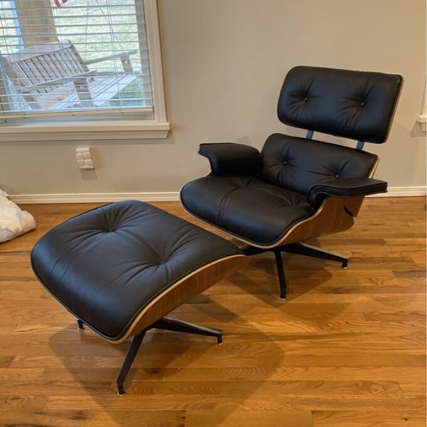 【Furniture】【BS】Genuine Leather Recliner with Ottoman, Mid Century Classic Lounge Chair