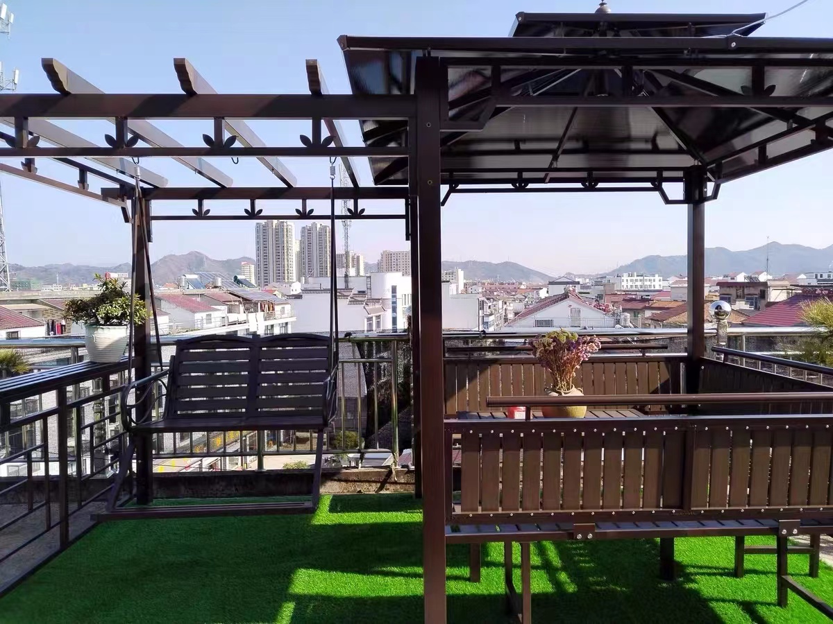 【Gazebo】Outdoor gazebo hanging chair villa garden antiseptic wood four-corner pavilion