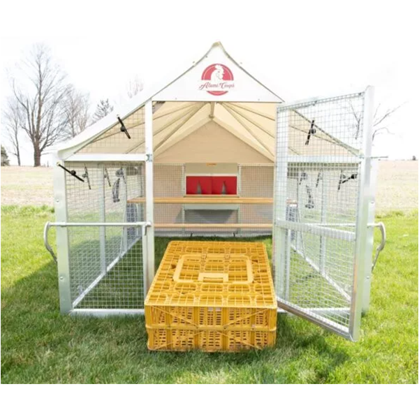 【Home&Garden】【BS】Chicken Coop, Large Metal Walk-in Poultry Cage Kennel with Waterproof Cover