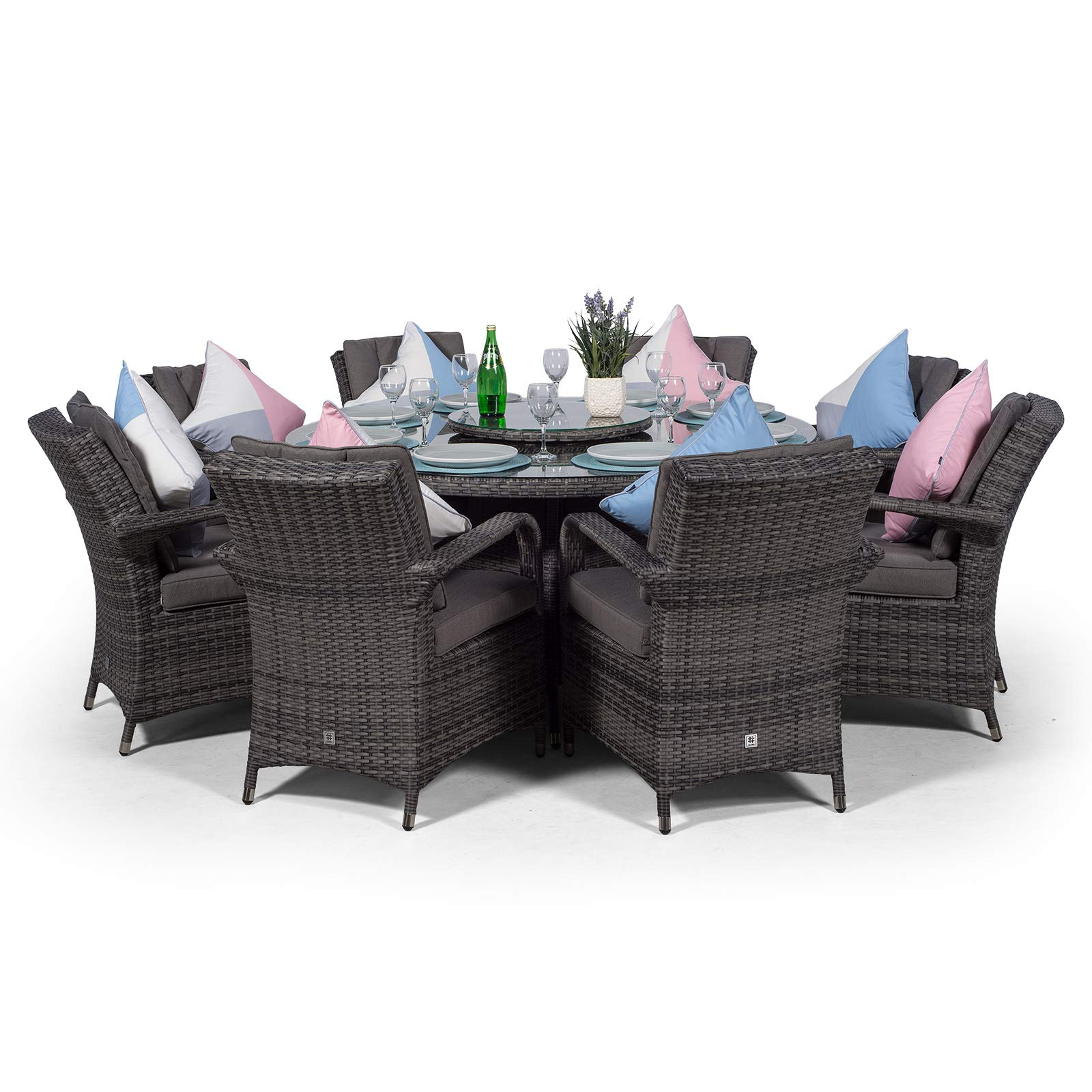 【Home&Garden】【BS】Luxury Rattan Dining Set, 8 Seater Rattan Dining Set, Outdoor Garden Table & Chairs Set