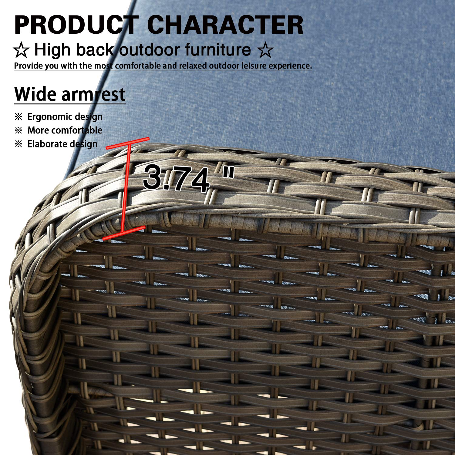 【Furniture】Patio Furniture Sets Outdoor Conversation Set All Weather Wicker High Back Couch with Ottomans