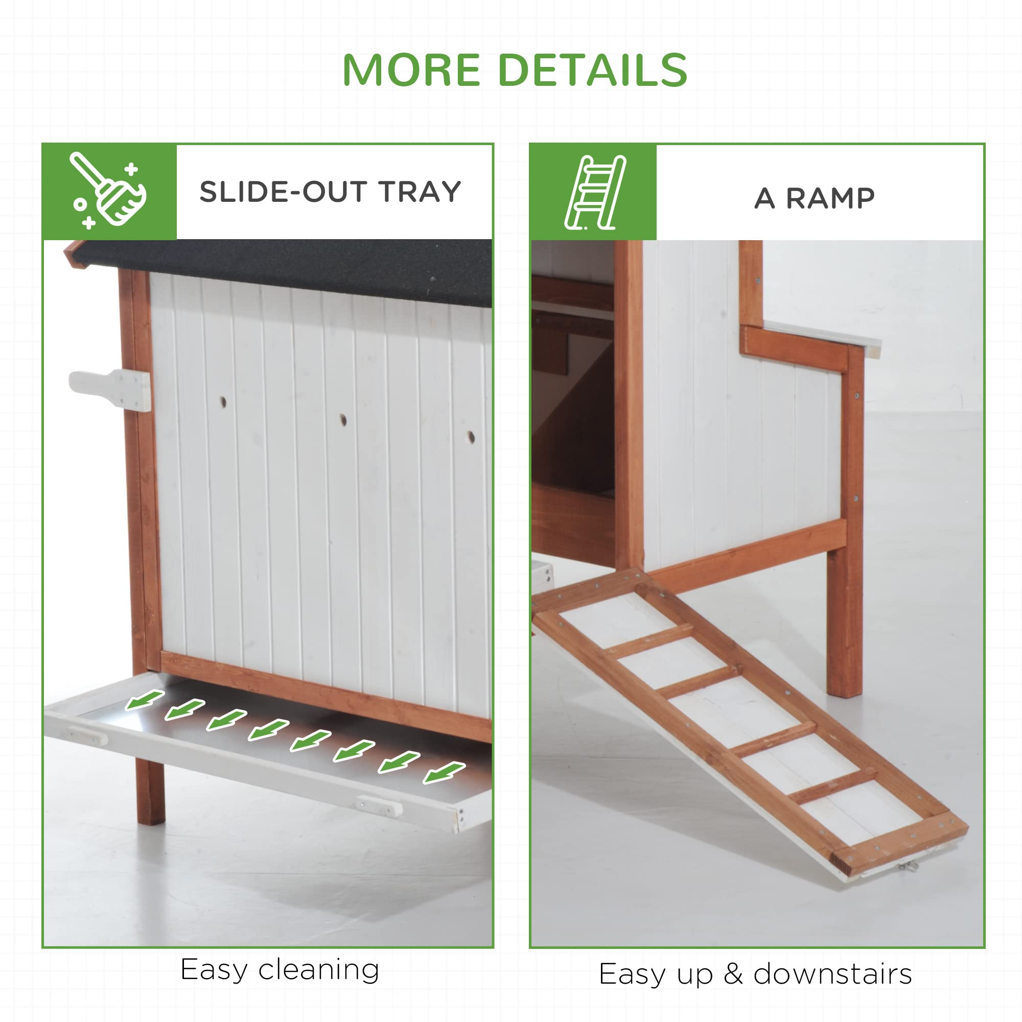 【Home&Garden】47 Chicken Coop Wooden Rabbit Hutch Raised Poultry Cage Portable Hen Pen Backyard