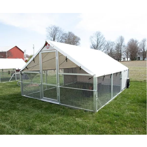 【Home&Garden】【BS】Chicken Coop, Large Metal Walk-in Poultry Cage Kennel with Waterproof Cover