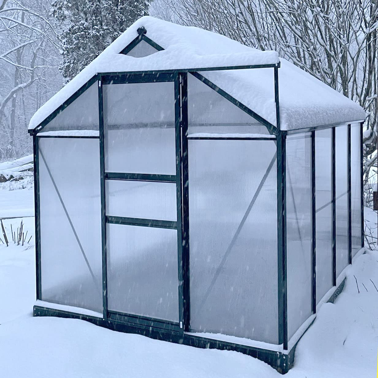 【Home&Garden】6' x 8' x 7' Outdoor Walk-in Hobby Greenhouse with Sliding Door & Ventilation Window