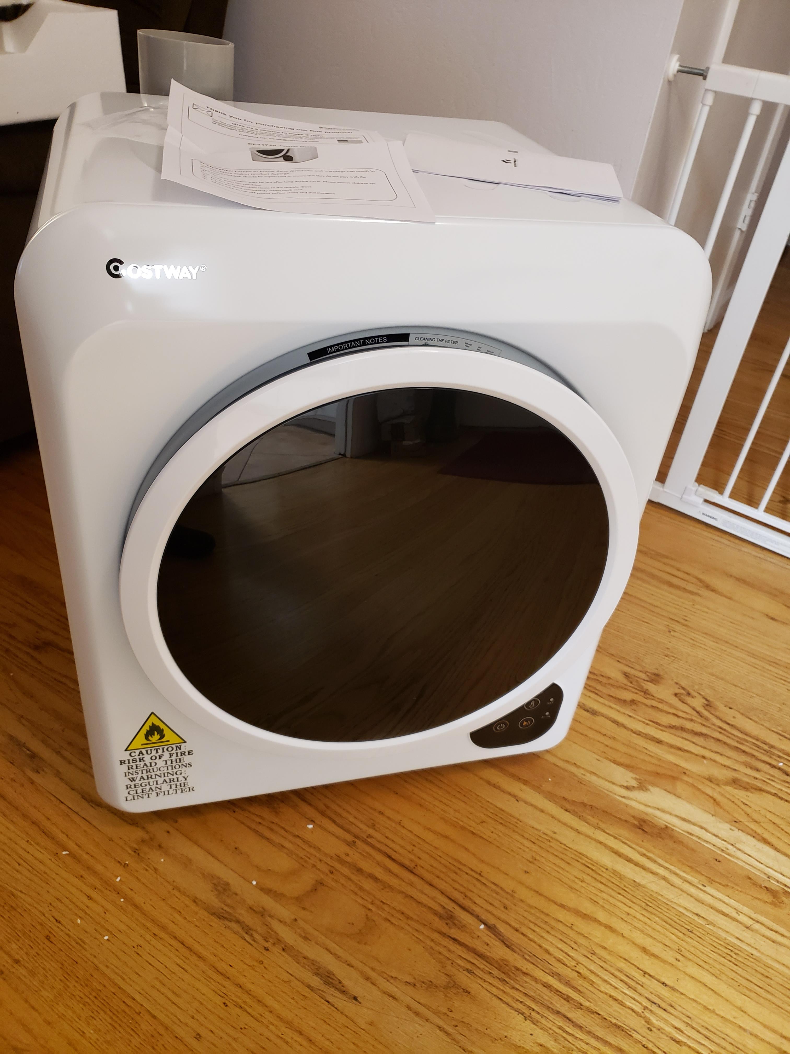 【Appliances】COSTWAY 1700W Electric Portable Clothes Dryer, 13.2 lbs Capacity Front Load Compact Tumble Laundry Dryer