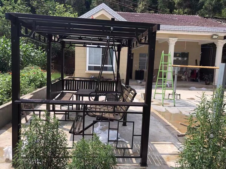 【Gazebo】Outdoor gazebo hanging chair villa garden antiseptic wood four-corner pavilion