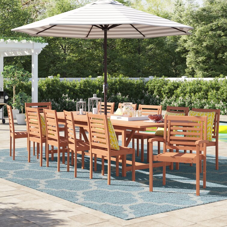 【Home&Garden】Rafael Rectangular 12 - Person Outdoor Dining Set