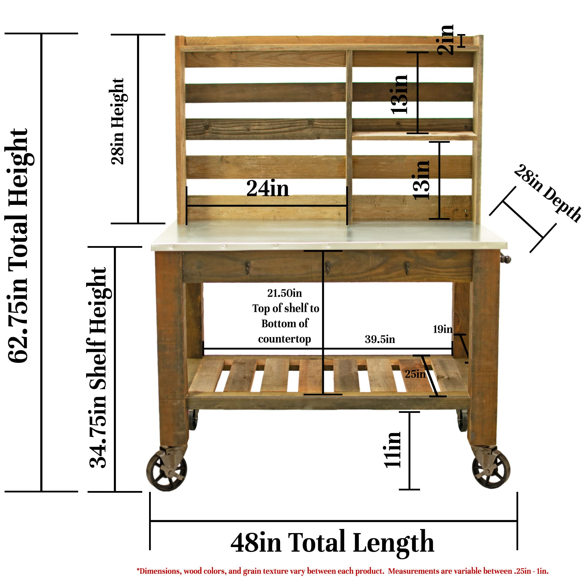 【Home&Garden】Potting Bench with Hardware Hooks & Towel Bar - Buffet Table Island Workbench