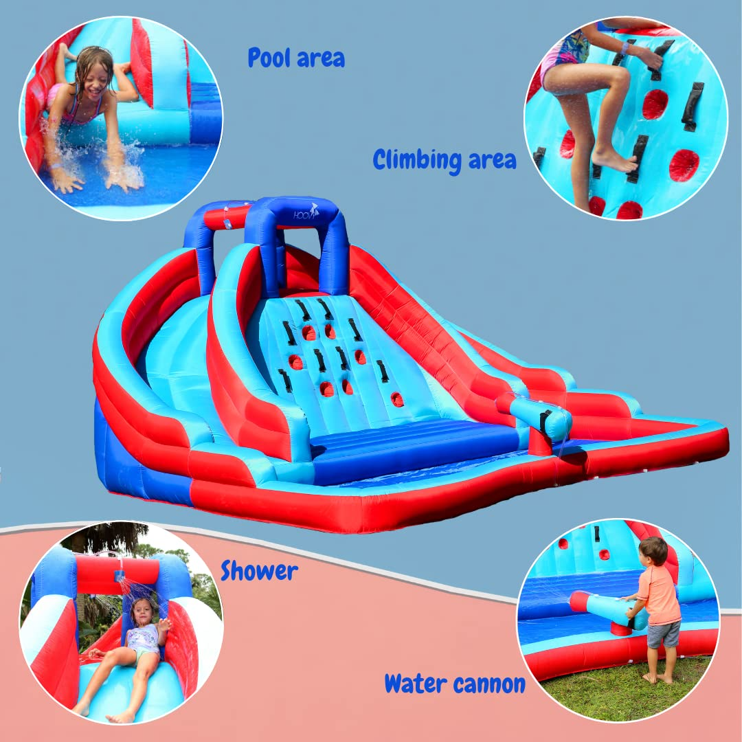 【Baby&Kids】Double Water Slide with Climbing Wall  6.5x13x11 FT  Inflatable Double Water Slide