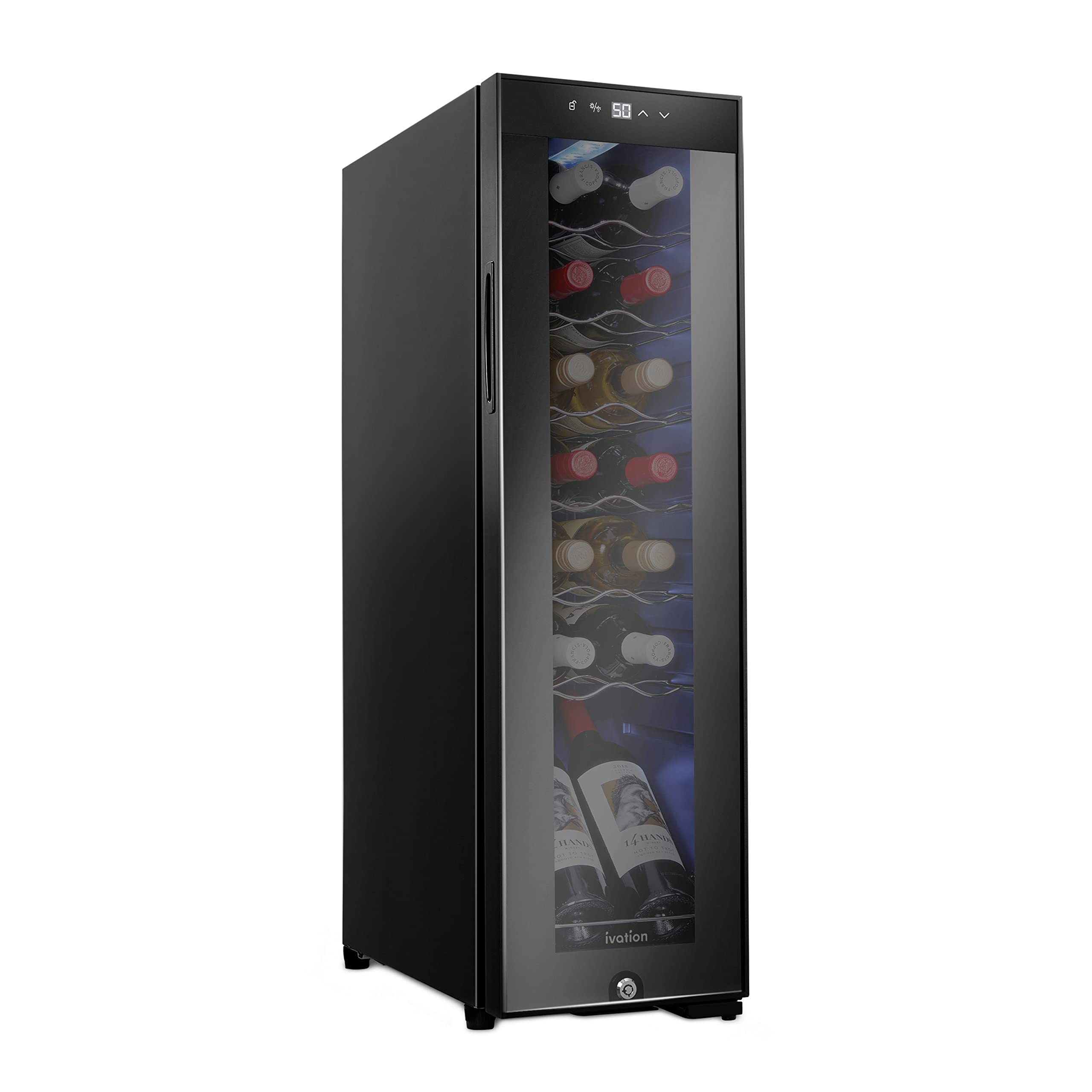 【Appliances】Ivation 12 Bottle Compressor Wine Cooler Refrigerator w/Lock, Large Freestanding Wine Cellar