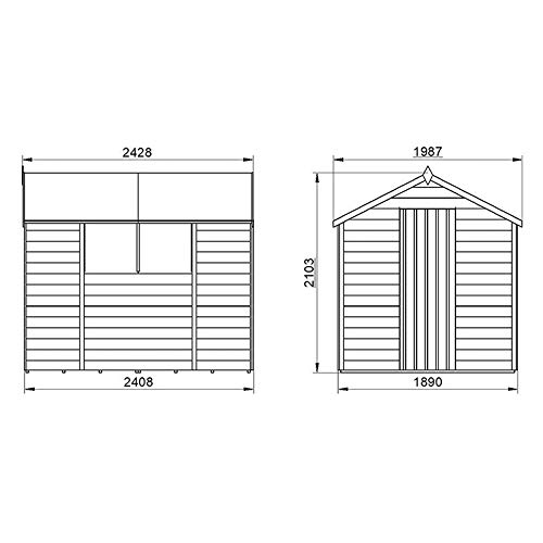 【Storage Shed】【BS】Mercia Wooden 8x6 ft Overlap Garden Shed