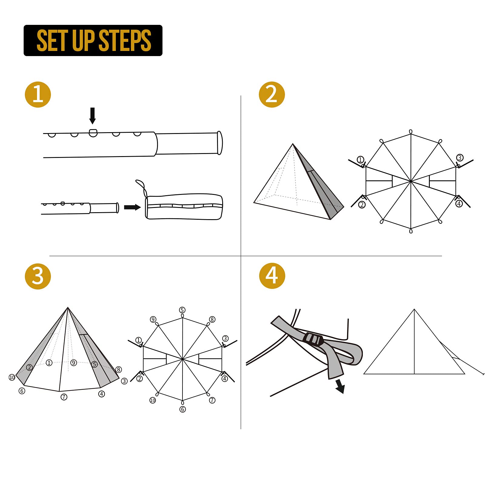 【Sports&Outdoors】Rock Fortress Hot Tent with Stove Jack Bushcraft Shelter, 4-6 Person, 4 Season Tipi Tent