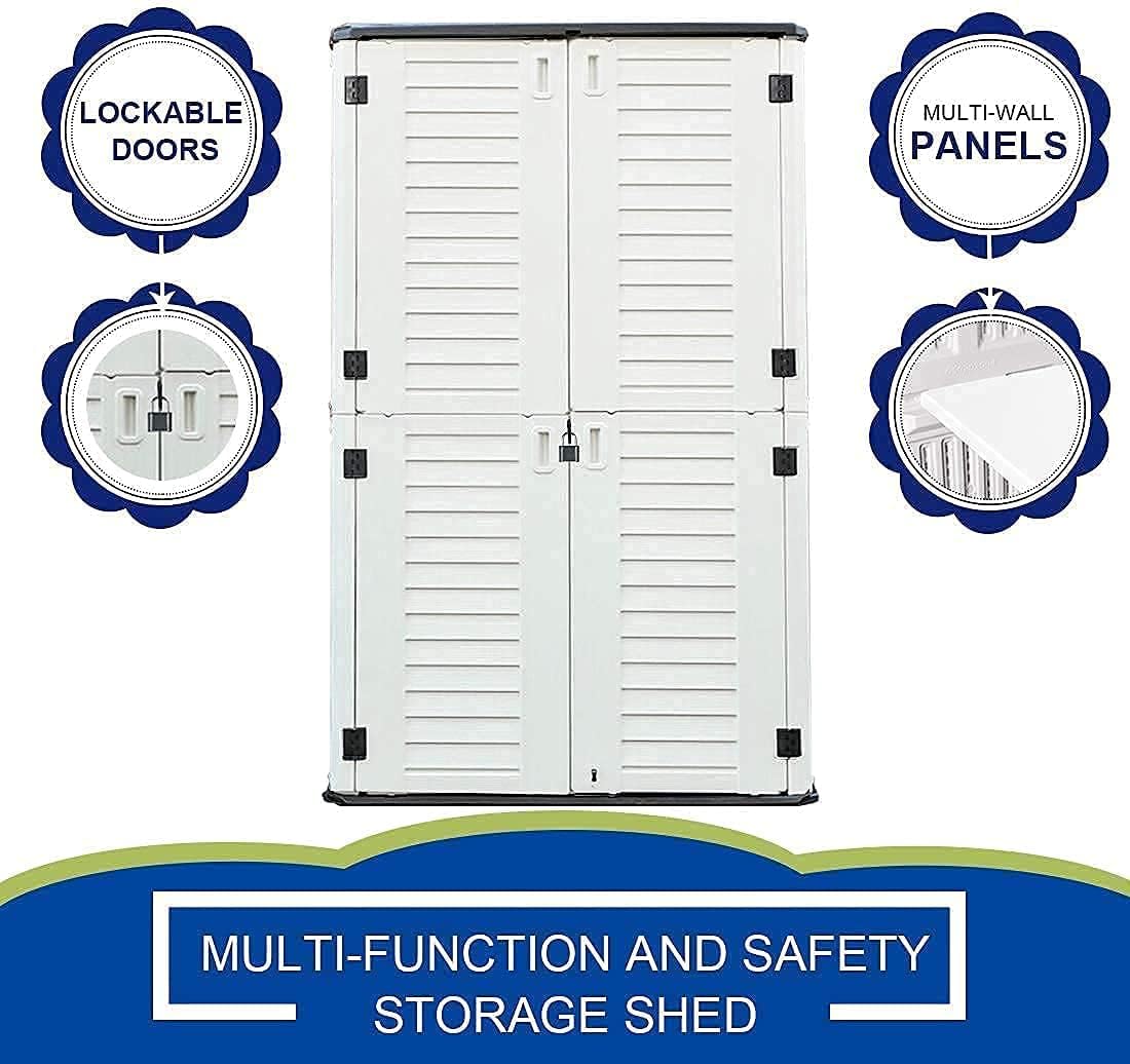 Weatherproof Resin Outdoor Storage Cabinet Off-White - 51.5 cu. ft.《NO8》
