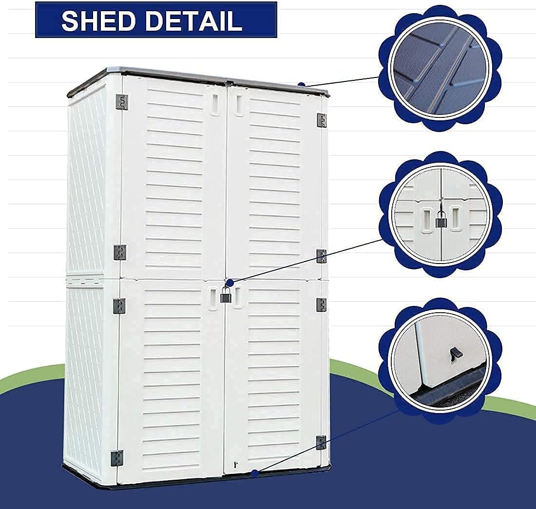 Weatherproof Resin Outdoor Storage Cabinet Off-White - 51.5 cu. ft.《NO8》