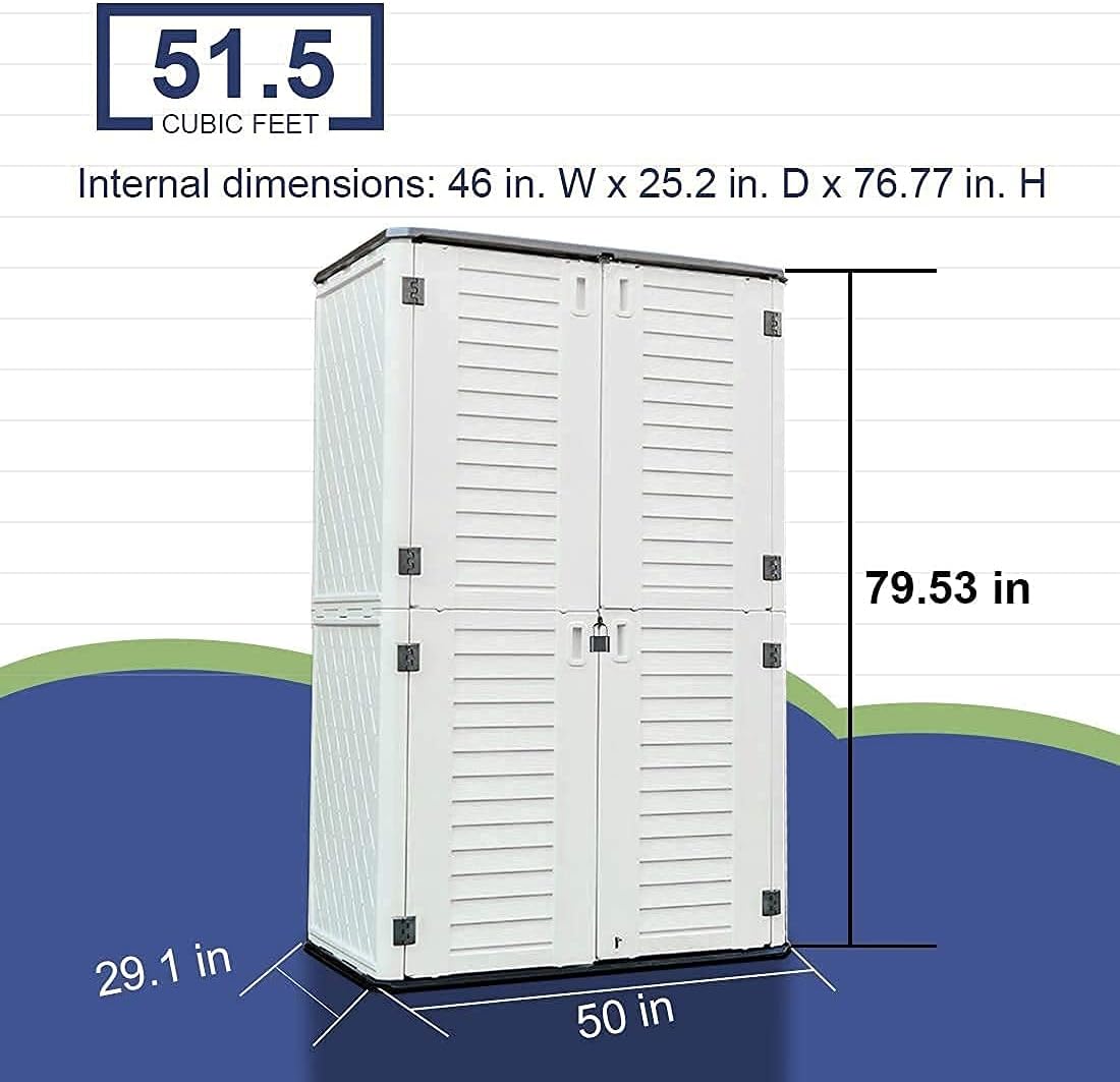 Weatherproof Resin Outdoor Storage Cabinet Off-White - 51.5 cu. ft.《NO8》