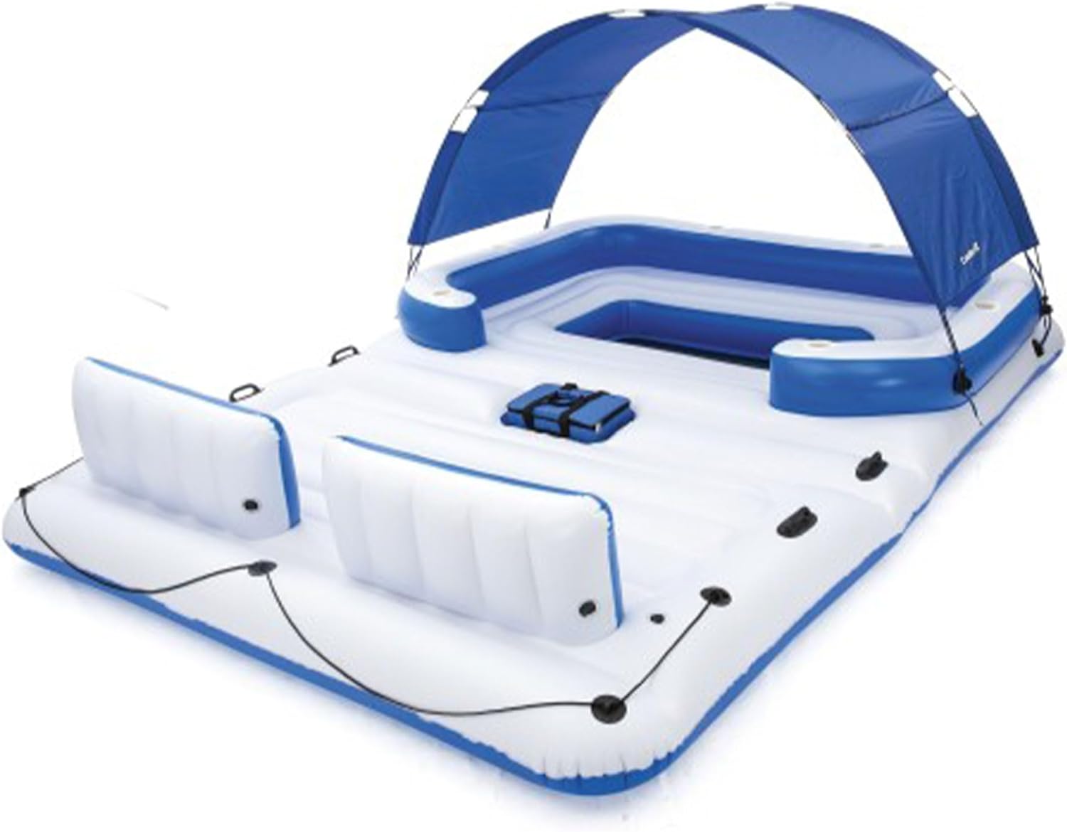 【Island Water Floating Lounger】 6-person inflatable party chair, backrest and removable sun visor《NO8》
