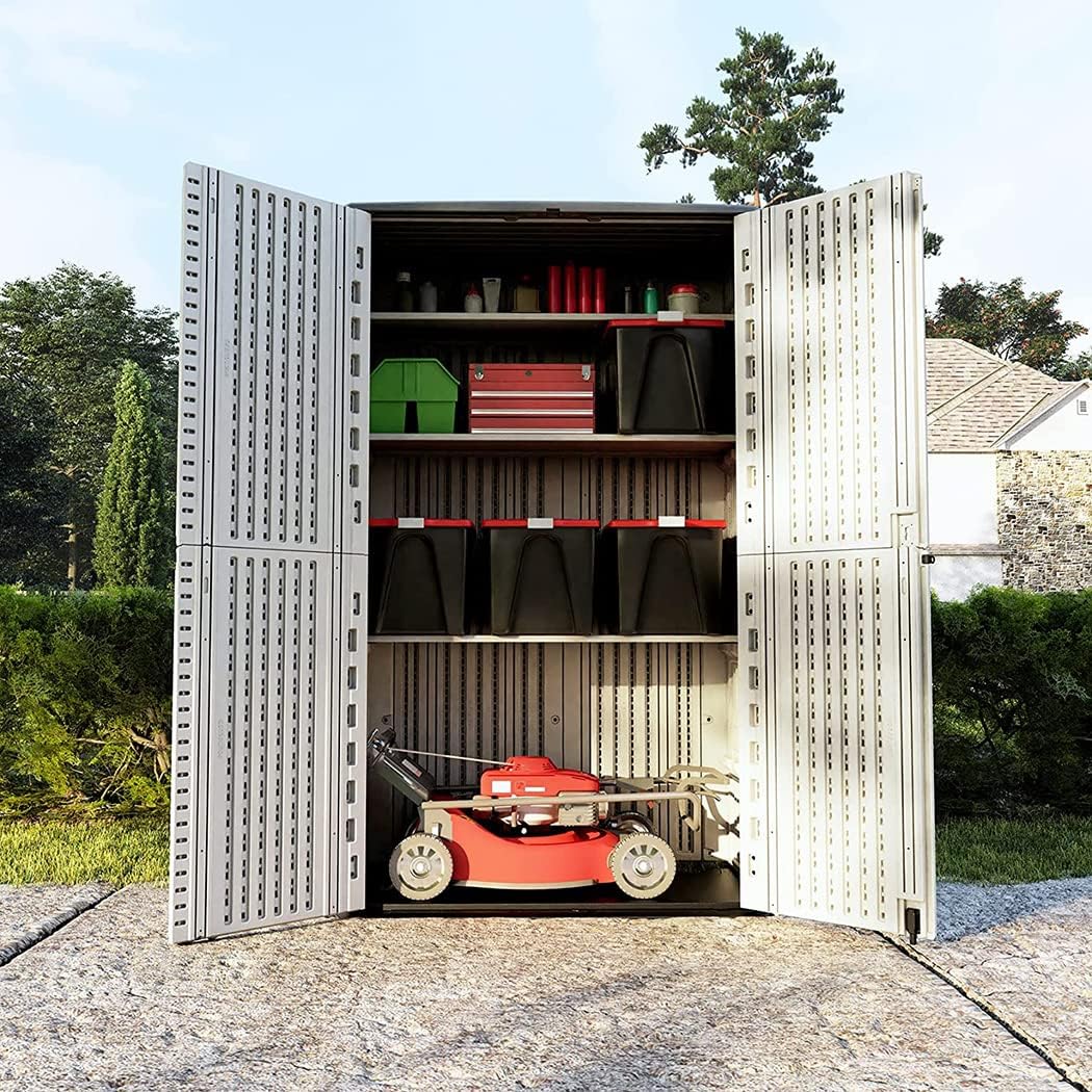Weatherproof Resin Outdoor Storage Cabinet Off-White - 51.5 cu. ft.《NO8》