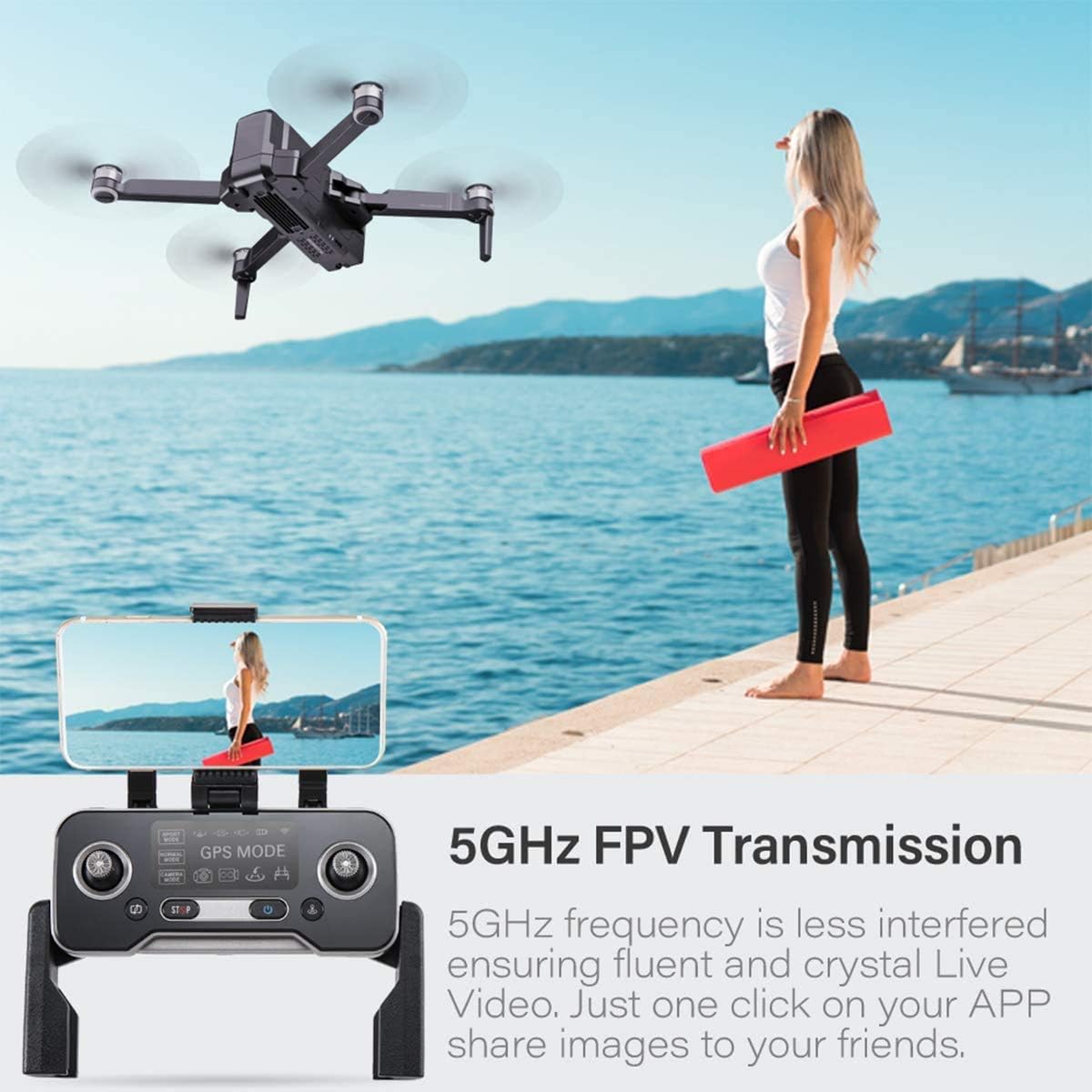 SJRC F11 4K PRO GPS Drone, 5G WiFi FPV Drone with 4K HD Camera, 2-Axis Gimbal and Brushless Motor, Foldable RC Quadcopter (4 Battery)《NO8》