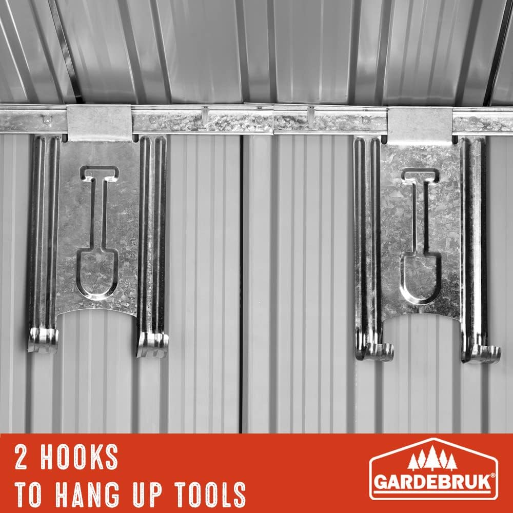 Keter Garden Metal Tool Shed 6x4ft | Outdoor Tool Storage Garden Room | Sloped Shed Roof | Sliding Double Doors Brown exterior feels like wood and never fades Comes with shed base pad《NO8》