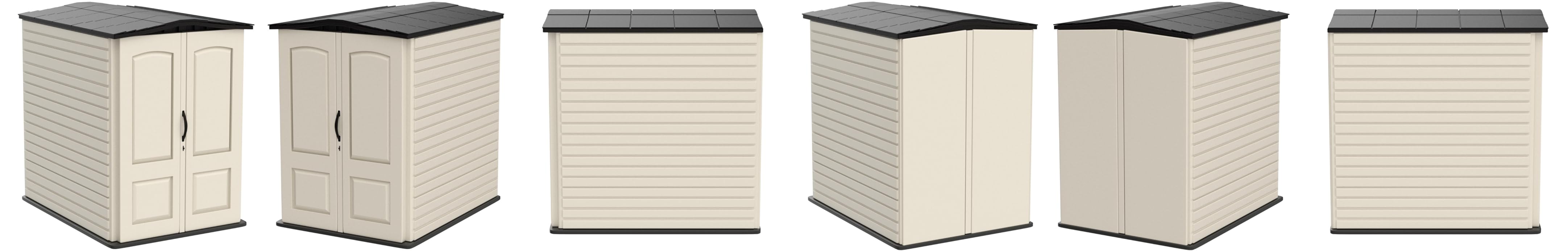 Rubbermaid Large Vertical Resin Outdoor Storage Shed With Floor (6.2 x 4.6 Ft), Weather Resistant, Beige/Brown, Organization for Home/Backyard/Garden Tools/Lawn Mower/Bike Storage/Pool Supplies《NO8》