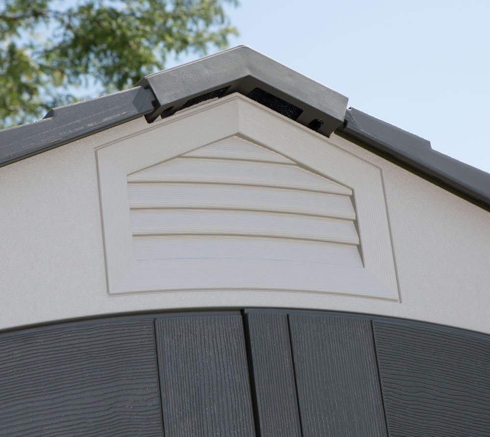 Keter Manor Outdoor Plastic Storage Shed, Grey, 7 x 9.5 ft., Easy to Install, Rainproof With Base《NO8》