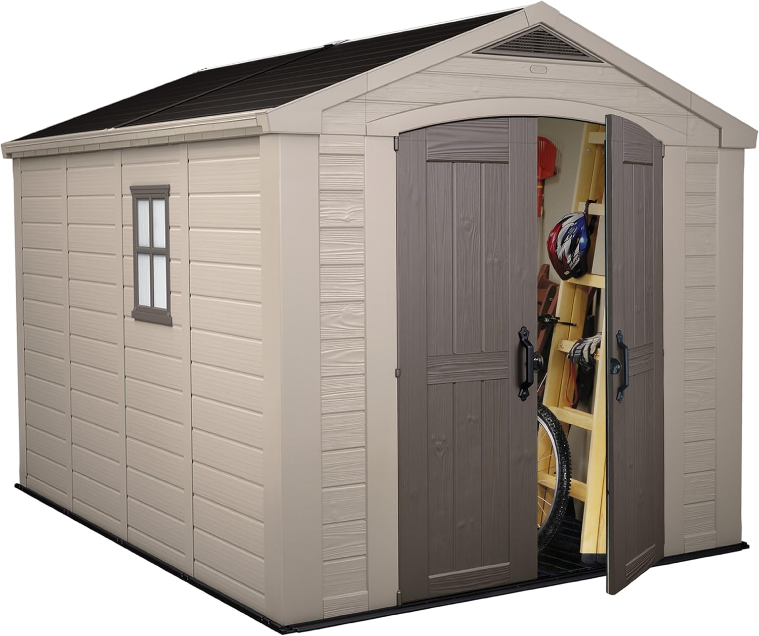 Keter Factor Outdoor Garden Storage Shed, Beige, 8 x 11 ft