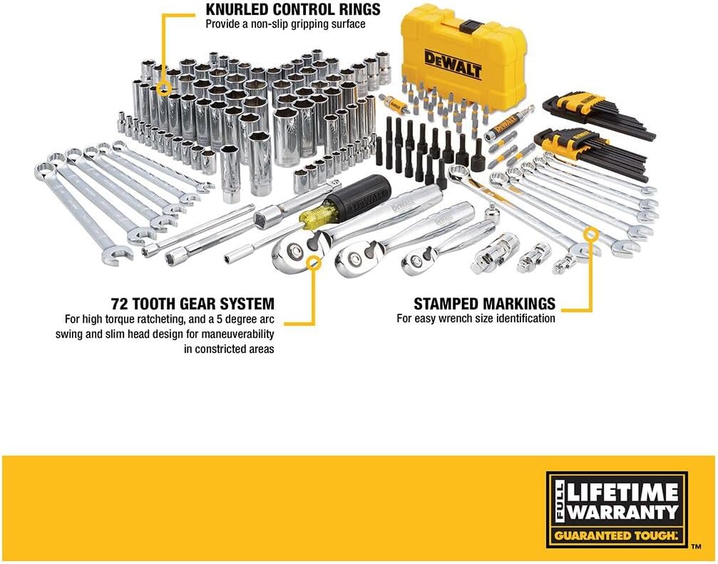 DEWALT DWMT73803 Mechanics Tools Kit and Socket Set, 168-Piece