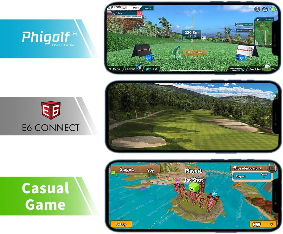 PHIGOLF Phigolf2 Golf Simulator with Swing Stick for Indoor & Outdoor Use, Golf Swing Trainer with Upgraded Motion Sensor&3D Swing Analysis, Compatible WGT/E6 Connect APP, Works with Smartdevices《NO8》