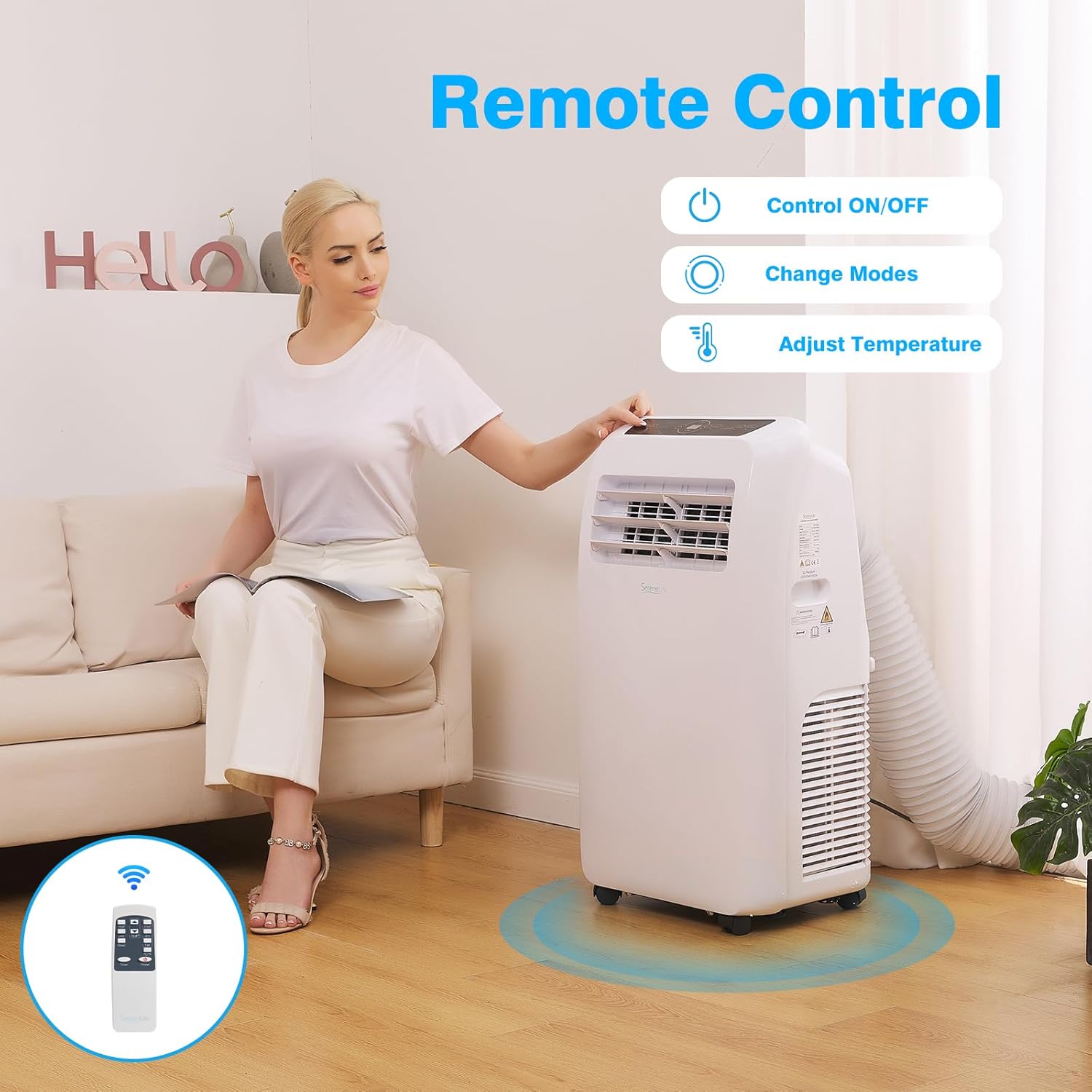 SereneLife Air Conditioning Unit, 13,000 BTU Portable Air Conditioner, 3-in-1 Powerful Ac, Aircon Unit, Mobile Air Conditioners, w/Dehumidifier Function, Remote Control, Window Venting Kit Included [Energy Class A+]《NO8》