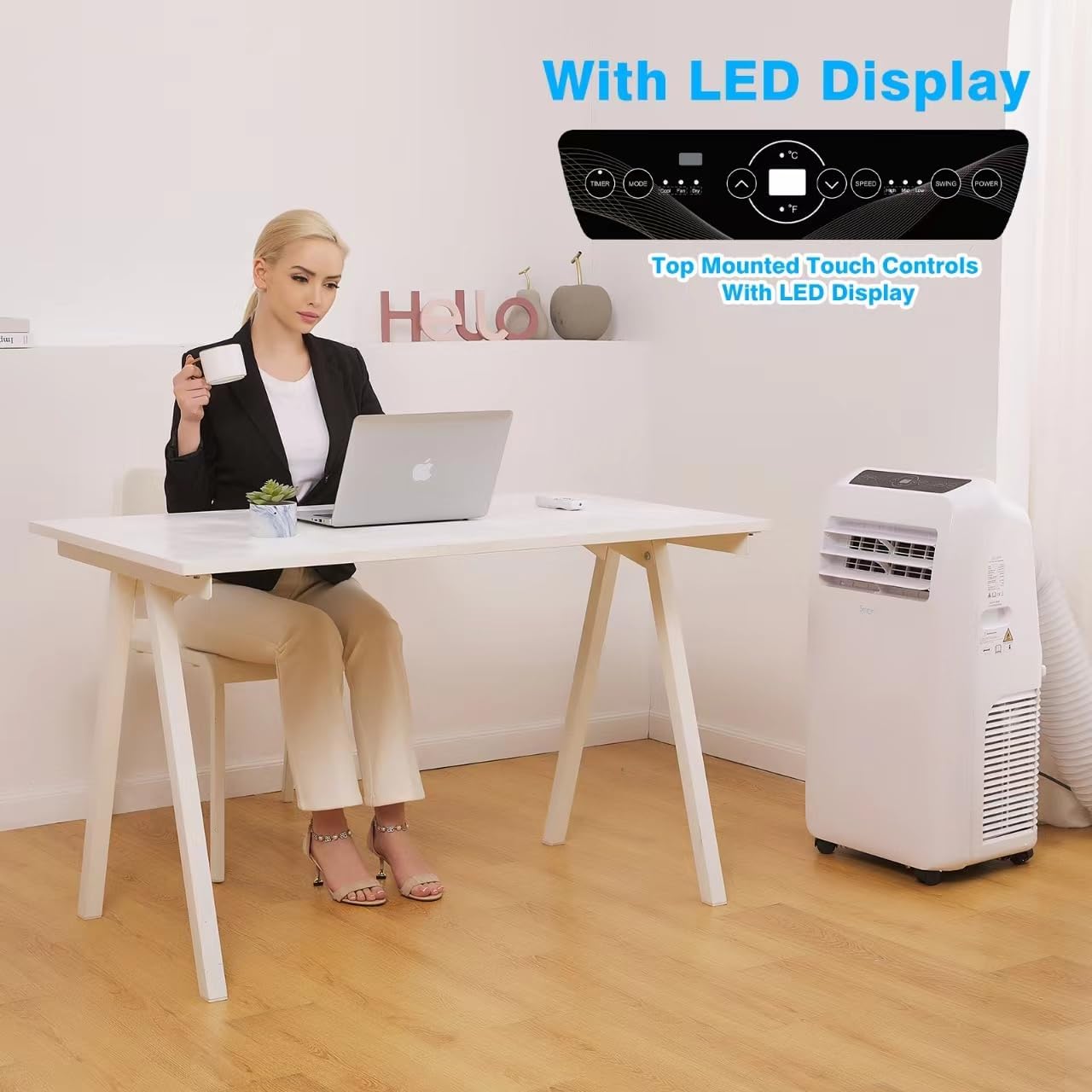 SereneLife Air Conditioning Unit, 13,000 BTU Portable Air Conditioner, 3-in-1 Powerful Ac, Aircon Unit, Mobile Air Conditioners, w/Dehumidifier Function, Remote Control, Window Venting Kit Included [Energy Class A+]《NO8》