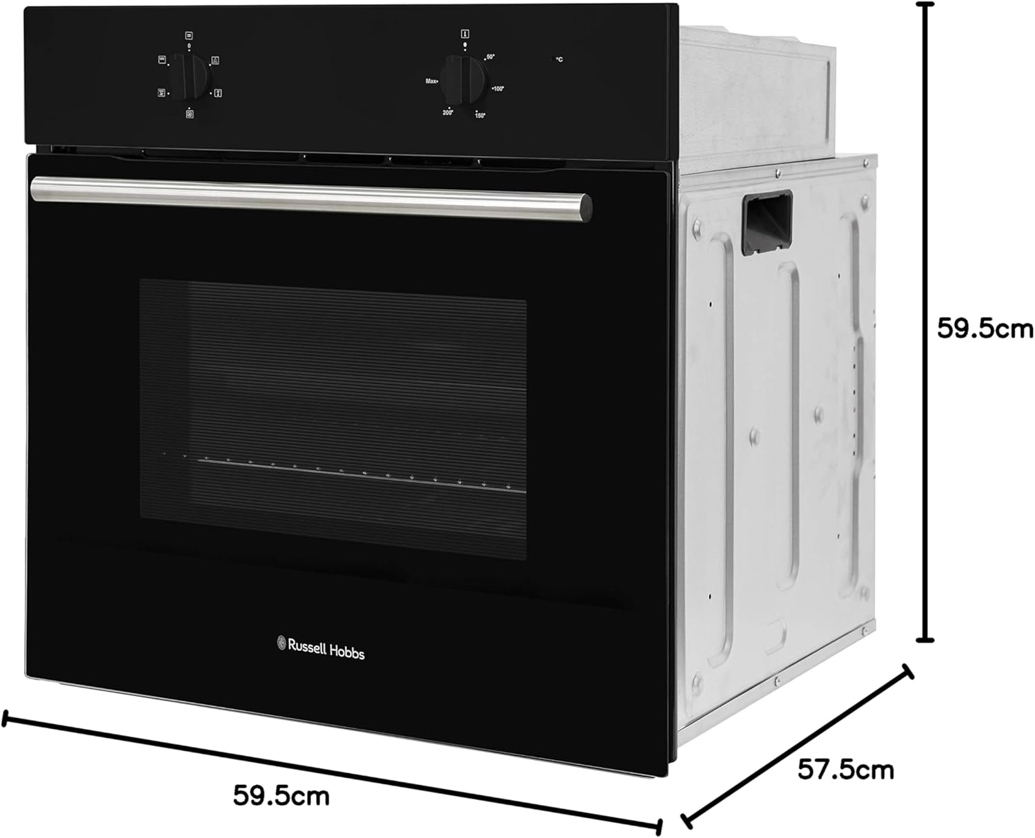 Russell Hobbs 65L, 60cm Wide, Single Electric Fan Oven in Black, RHFEO6502B [Energy Class A]