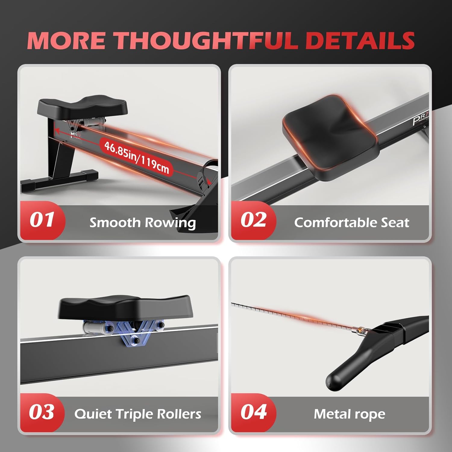 PASYOU Rowing Machine for Home Use - Commercial-Grade Rower Machine Foldable Air Rowing Machine with 10-Level Resistance, Bluetooth Backlit Monitor, Adjustable-Angle Device Holder - 350LBS Load