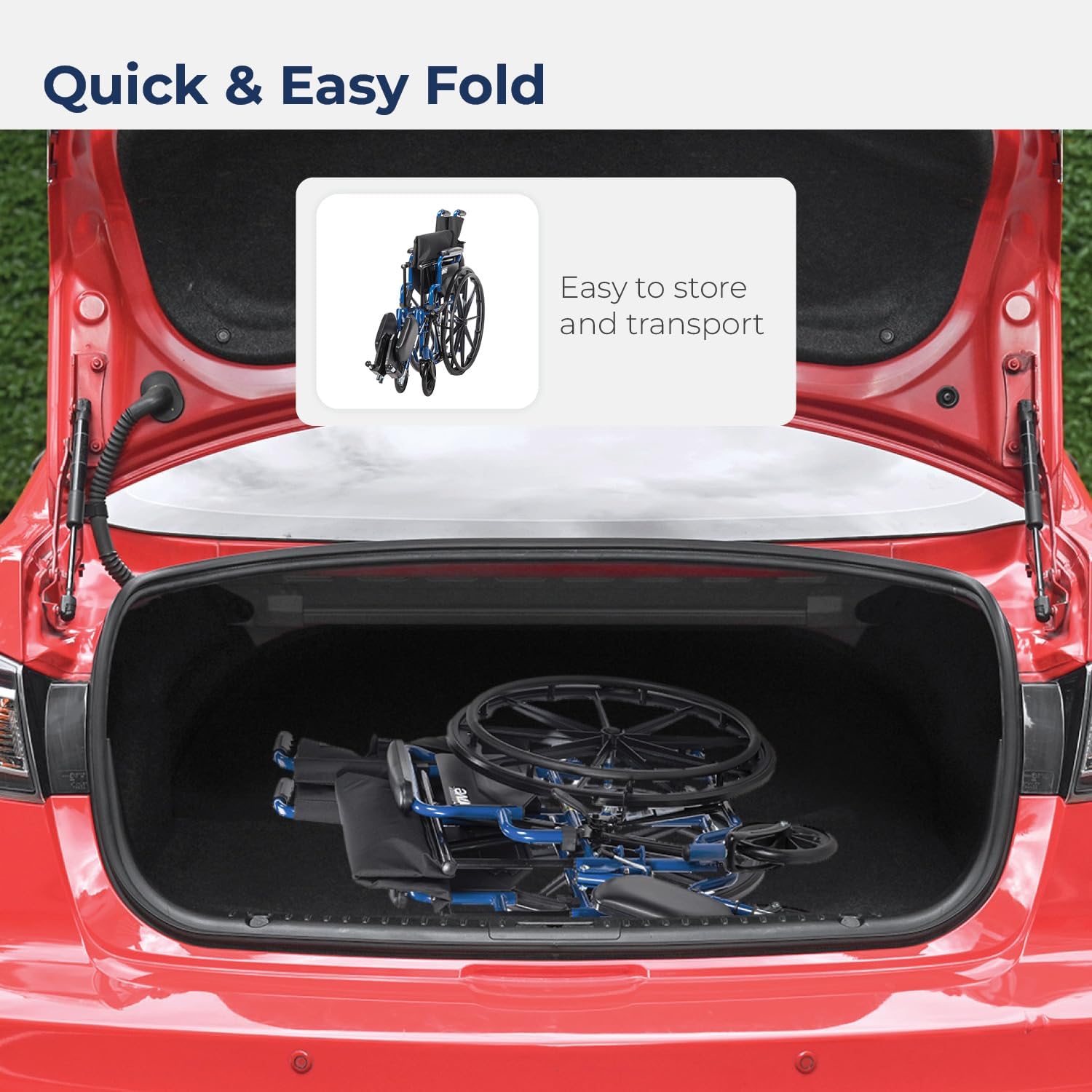 Drive Medical BLS18FBD-ELR Blue Streak Lightweight Wheelchair with Swing-Away Elevating Leg Rests and Flip-Back Arms