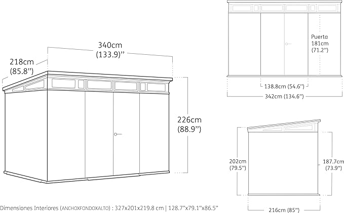 Keter Artisan Outdoor Pent Double Door Garden Storage Shed 11 x 7ft Grey Duotech+ Wood Look and Feel | Fade Free | All Weather Resistant | Safe and Secure | Zero Maintenance | Ltd