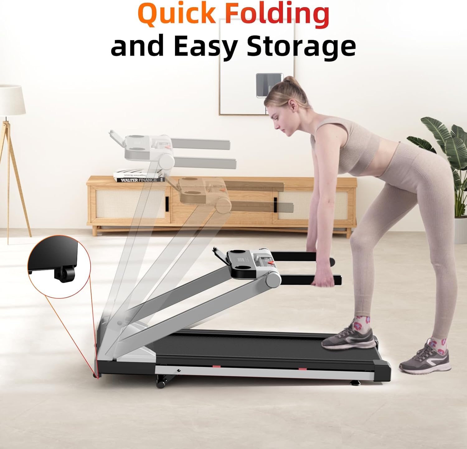 Superun Raceable Treadmill for Home Foldable, Folding Treadmill Suitable for High-Tech Equipment,Incline Treadmill 158 KG Weight Capacity, Running Machine with Training Courses and Multi-Runner Races