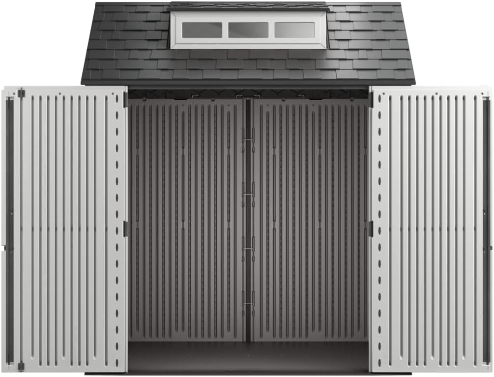 Keter Outdoor Storage Shed with Floor (7 x 7 ft),- (7 x 10 ft) Weatherproof, Gray, Home/Backyard/Garden Tool/Lawn Mower/Bike Storage/Pool Supplies