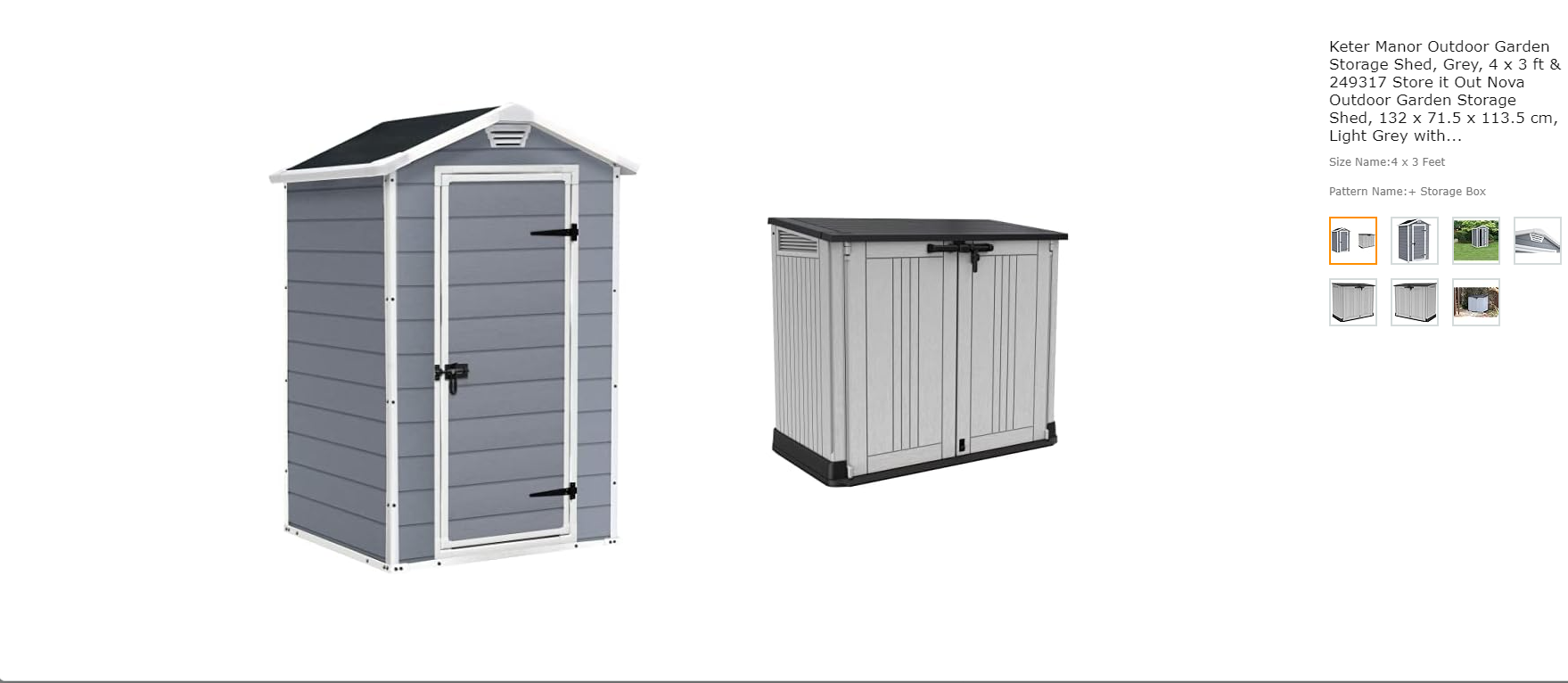 Keter Manor Outdoor Garden Storage Shed, Grey, 4 x 3 ft